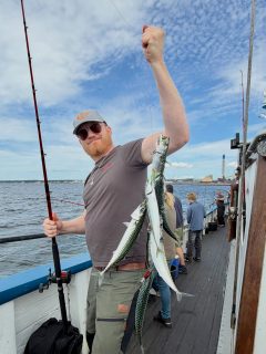 🎣 Dagens fiske på Öresund
Det tog lite tid innan vi riktigt hittade rätt idag, men ju längre dagen gick desto bättre blev det.
Till slut fick vi ett riktigt fint makrilldriv med bra aktivitet och flera fina fiskar ombord. Det dök även upp simpa, knot och vitling, så det blev en härlig blandning av arter idag. 🌊🐟
Precis så där som fisket kan vara – ibland får man leta och ha lite tålamod innan det plötsligt lossnar.
Tack till alla som var med oss idag! 💙
Rååbåtarna – vi kan vårt Öresund