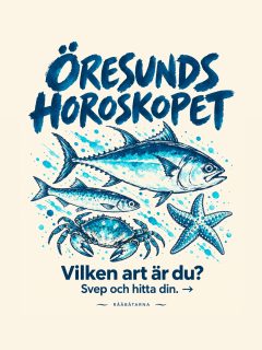 Du är inte svår att förstå. Du är bara en fjärsing.
Vi på Rååbåtarna har tillbringat tillräckligt mycket tid på Öresund för att veta att det finns en sill i varje kompisgäng. Och någon som tycker att den är en tonfisk.
Nu presenterar vi Öresundshoroskopet 🐟
Din födelsedag avgör vilken art du är. Svep och hitta din.
Känner du dig träffad? Ta det med Öresund.
Skicka till kompisen som behöver få veta vad den är för en fisk. Eller dela din art så att folk vet vem de har att göra med.
Rååbåtarna - Vi kan vårt Öresund